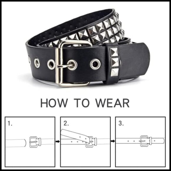 Punk Rock Rivet Belt with Pyramid Studs in Faux Leather main image 5